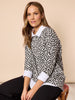 Clara Spot Print Batwing Top - Grey Marle rc&co