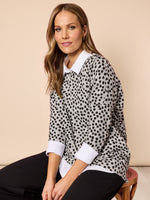 Clara Spot Print Top - Grey Marle