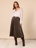 Florence Faux Leather Pleat Skirt - Espresso rc&co