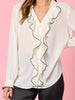 Tuxedo Ruffle Sheer Shirt - Ivory rc&co