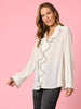 Tuxedo Ruffle Sheer Shirt - Ivory rc&co