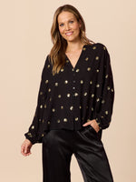 Allegra Sequin Spot Top - Black