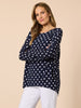 Le Spot Print Pleat Top - Navy/White rc&co