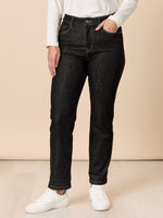 The Retro Cuff Straight Leg Jean - Black
