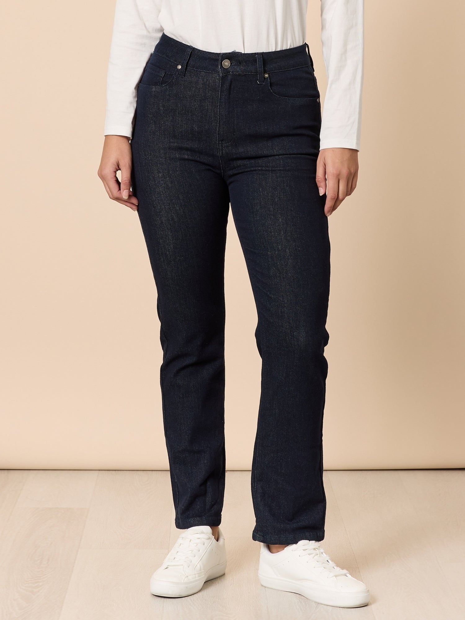 The Retro Cuff Straight Leg Jean - Dark Denim