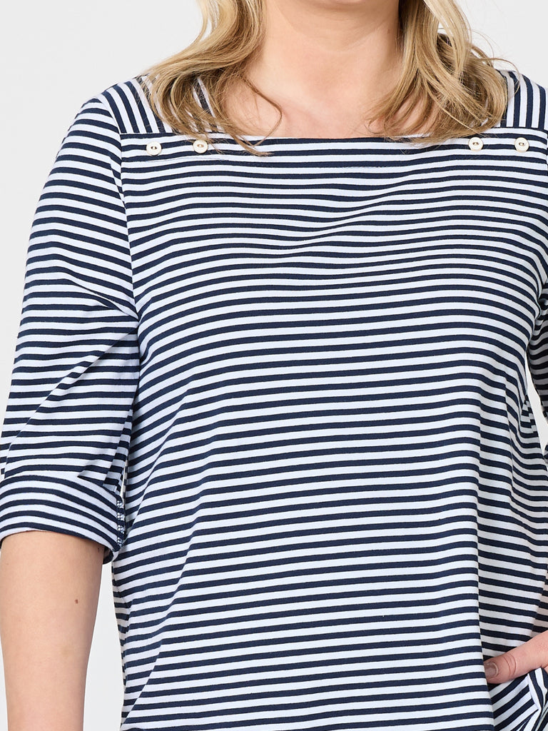 New Mariner Stripe Tee - Navy/White rc&co