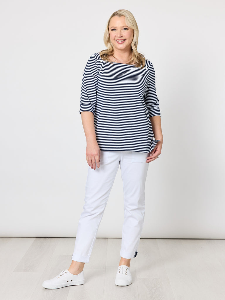 New Mariner Stripe Tee - Navy/White rc&co