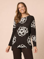 Florentine Floral Print Top - Coffee Ivory