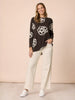 Florentine Floral Print Top - Coffee Ivory