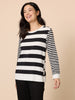 Brighton Stripe Print Top - Black/Ivory rc&co