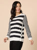 Brighton Stripe Print Top - Black/Ivory rc&co
