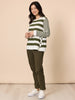 Brighton Stripe Print Top - Khaki Ivory rc&co