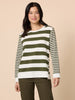 Brighton Stripe Print Top - Khaki Ivory rc&co