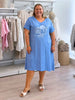 Over the Moon Print Dress - Blue