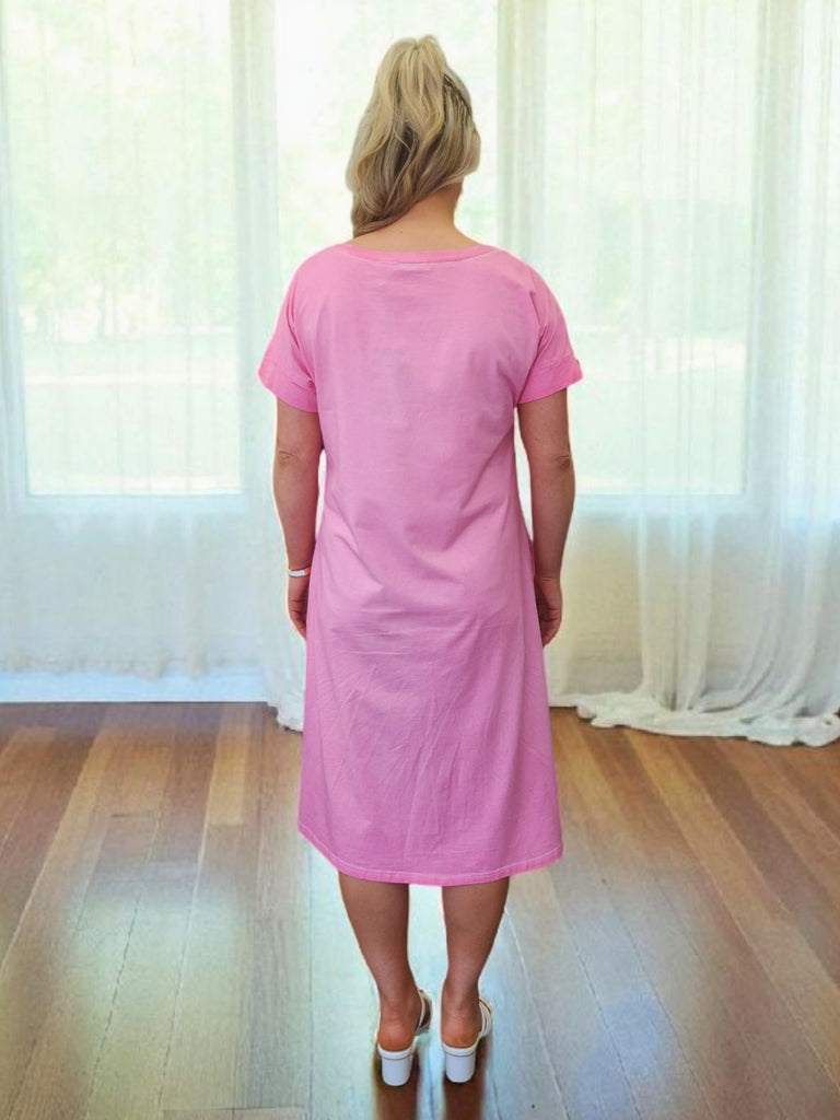 Over the Moon Print Dress - Pink RC&CO