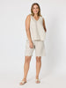 Shelley Scallop Hem Linen Short - Natural