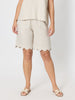 Shelley Scallop Hem Linen Short - Natural
