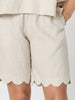 Shelley Scallop Hem Linen Short - Natural