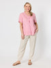 Audrey Linen Short Sleeve Top - Musk