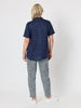 Audrey Linen Short Sleeve Top - Navy