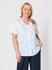 Audrey Linen Short Sleeve Top - White
