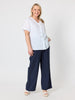Audrey Linen Short Sleeve Top - White