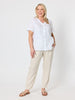 Audrey Linen Short Sleeve Top - White