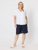 Audrey Linen Short Sleeve Top - White