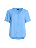 Audrey Linen Short Sleeve Ruffle Shirt - Cornflower
