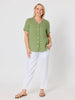 Audrey Linen Short Sleeve Top - Fern
