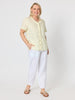 Audrey Linen Short Sleeve Ruffle Shirt - Lemon