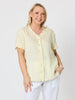 Audrey Linen Short Sleeve Ruffle Shirt - Lemon