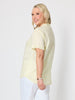 Audrey Linen Short Sleeve Ruffle Shirt - Lemon