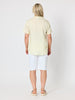 Audrey Linen Short Sleeve Ruffle Shirt - Lemon