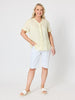 Audrey Linen Short Sleeve Ruffle Shirt - Lemon