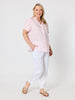 Sarah Linen Pleat Hem Pant - White