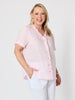Audrey Linen Short Sleeve Ruffle Shirt - Pale Pink