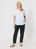 Sarah Linen Pleat Hem Pant - Black