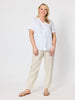 Sarah Linen Pleat Hem Pant - Natural