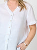 Audrey Linen Short Sleeve Top - White