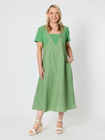 Le Marais Linen Midi Dress - Fern