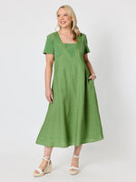 Le Marais Linen Midi Dress - Fern