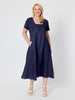 Le Marais Linen Midi Dress - Navy