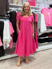 Le Marais Linen Midi Dress - Raspberry