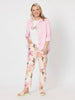 Amalfi Floral Rose Print Slim Leg Pant - Pink/Multi