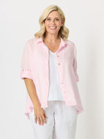 Milly Ruffle Hem Linen Shirt - Pale Pink