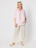 Milly Ruffle Hem Linen Shirt - Pale Pink