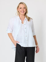 Milly Ruffle Hem Linen Shirt - White