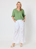 Anna V-neck Linen Top - Fern