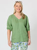 Anna V-neck Linen Top - Fern